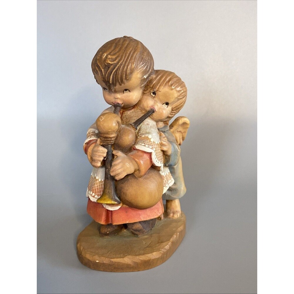 Vintage ANRI THE HELPER Hand Painted/Hand Carved 4.75” READ Christmas Angels